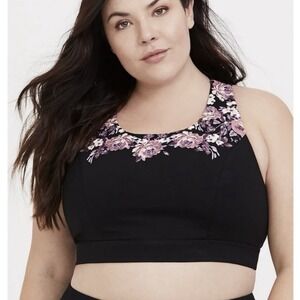 Torrid Active Black Floral Low-Impact Wireless Strappy Sports Bra Size‎ 4X
